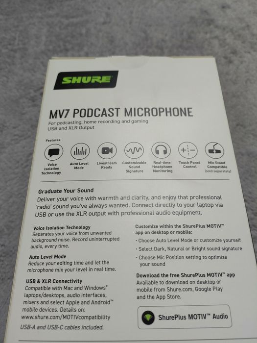 Mikrofon Shure MV7 + Statyw do mikrofonu gratis