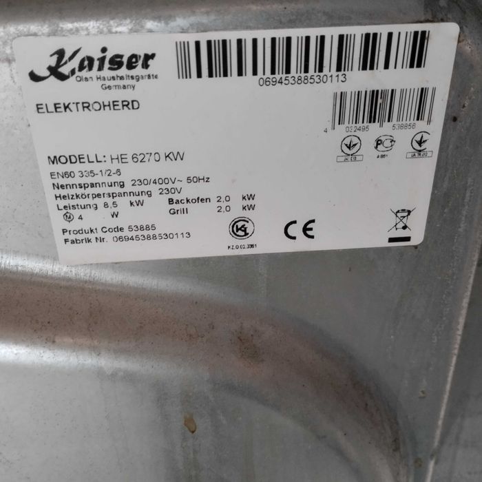 Электроплита Kaiser HE 6270 KB (Германия)