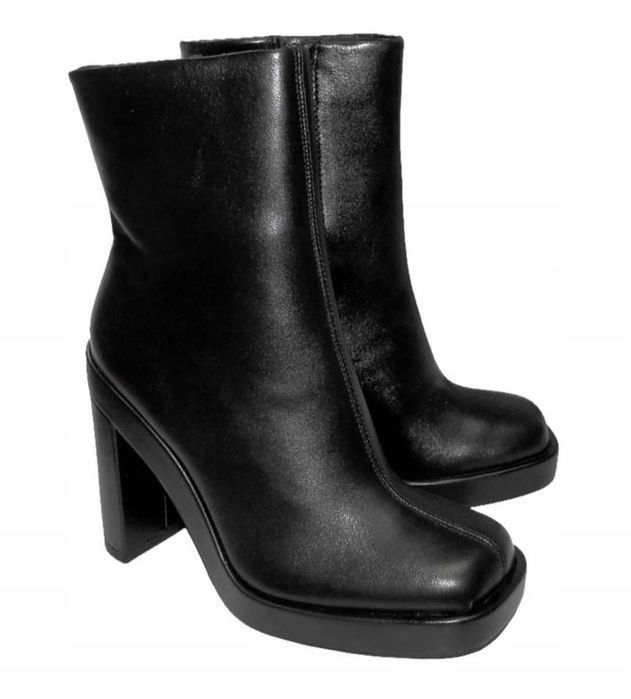 ZARA 39 25,3 cm BUTY DAMSKIE BOTKI SKÓRA naturalna wysoki obcas