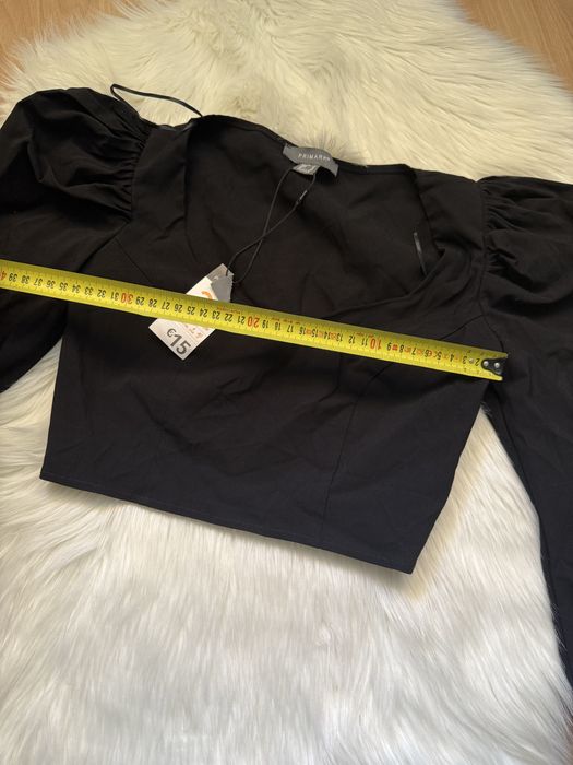 Czarna bluzka damska na długi rekaw crop top primark 36
