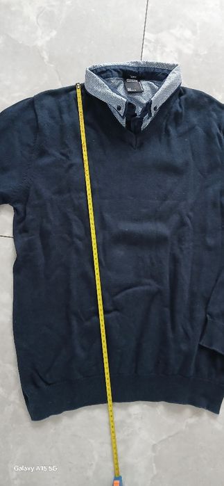 Granatowy męski swetr sweter z kołnierzykiem