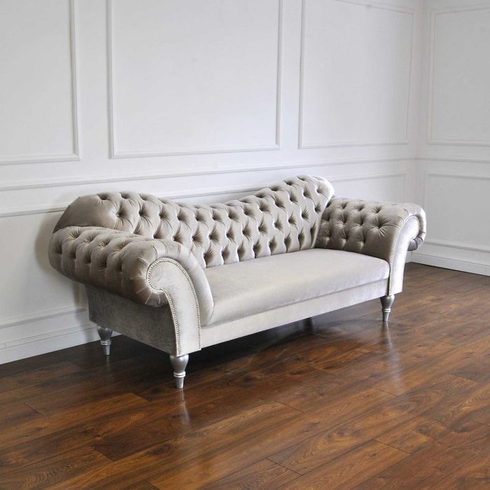 Sofa Pikowana Chesterfield | Glamour Emporia | 3 osobowa | szara