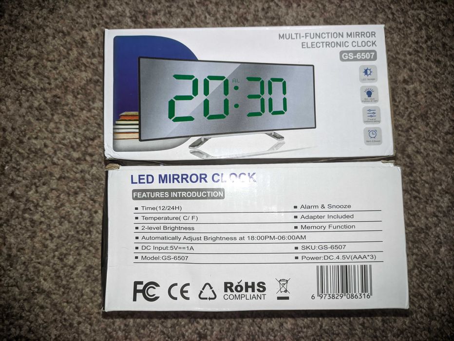 Годинник електронний настільний з LED підсвічуванням, термометром
