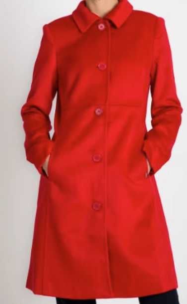 Klasyczny czerwony płaszcz z kołnierzem H&M 38