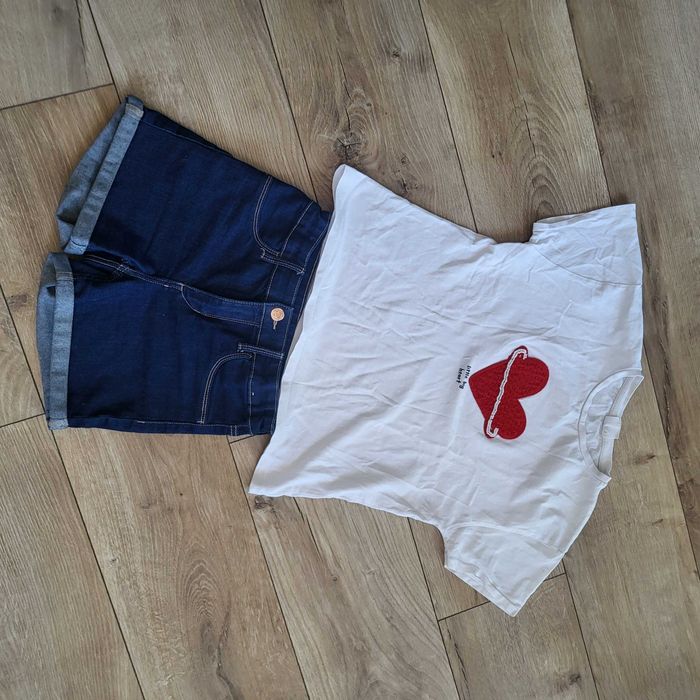 Zestaw koszulka t-shirt + spodenki zara h&m r. 128-134 j.nowe
