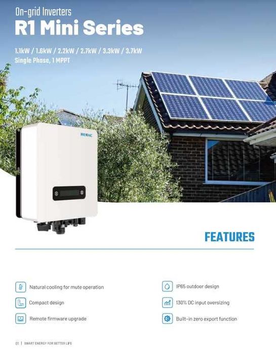 Inversor Fotovoltaico 1ph,  1.6KW – RENAC -