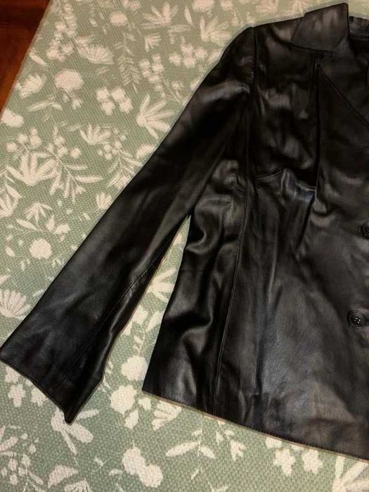 Casaco blazer preto em pele verdadeira Tiagu's