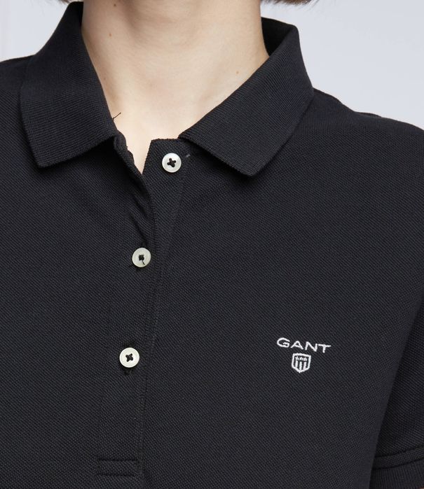 Koszulka polo czarna z logo Gant XS
