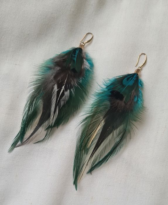 Kolczyki piórka lekkie boho etno