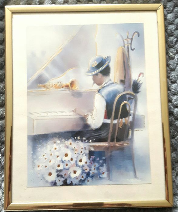 2 obrazki metalowe ramki.