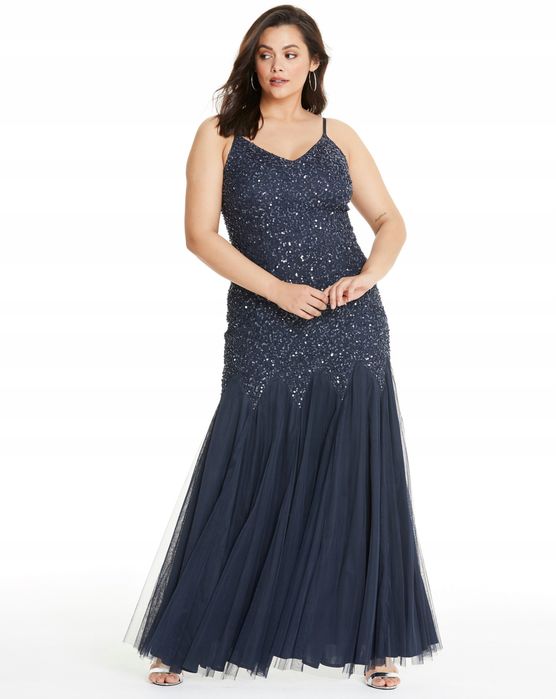 Sukienka wieczorowa cekinowa typu fishtail 3XL 46
