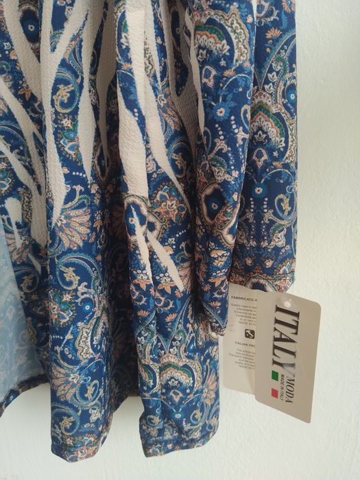 Kimono Étnico/Zebra Azul e Creme – Made in Italy - Tamanho Único - Novo!