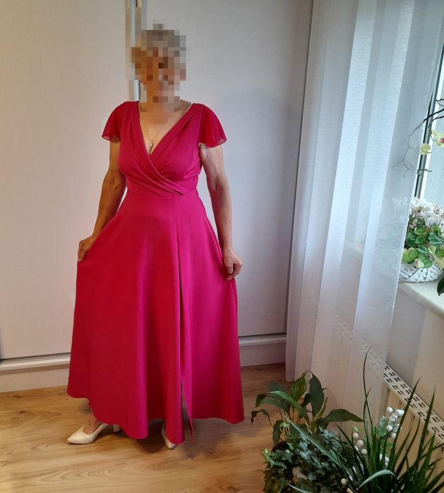 Suknia fuksja, długa/dla matki Panny Młodej/ rozmiar 40/ KOAN