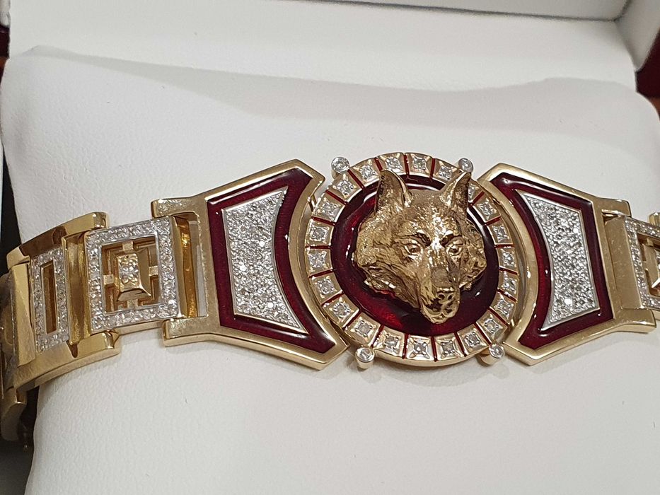 ZŁOTA BRANSOLETKA Z Diamentamy - 450 szt. Waga - 68 gr. pr-585 - 14 K.