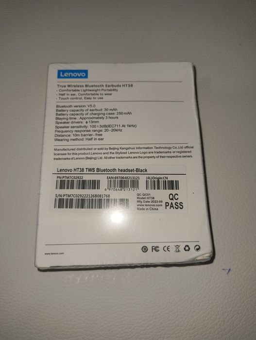 Słuchawki bezprzewodowe LENOVO HT38 BLUETOOTH BT 5.0 TWS