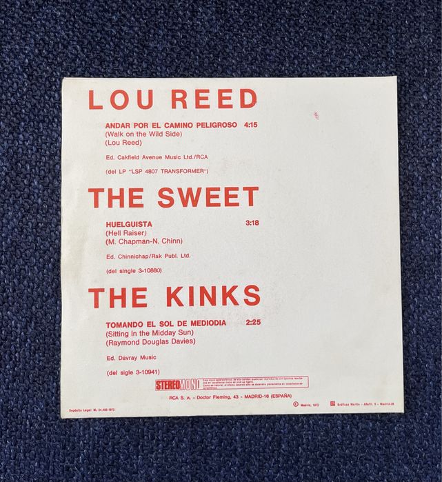 Lou Reed - The Kinks  7/45 promocional