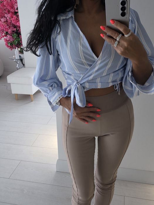 Bluzka paski koronka glamour wiązana fashion caroline