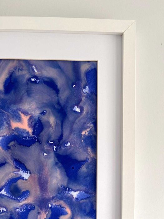 Quadro - Pintura abstrata em acrílico com moldura