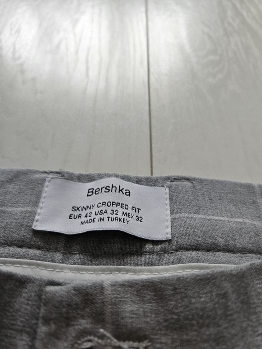 Spodnie meskie Bershka szare krata eleganckie