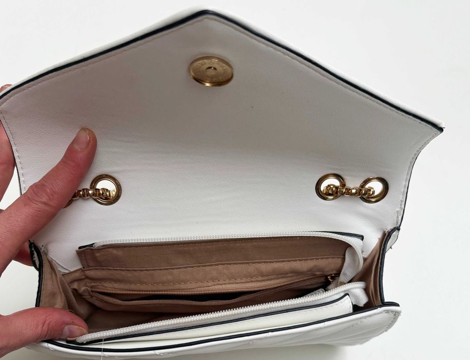 Torebka Torba Biała Pikowana YSL Yves Saint Laurent Złota Listonoszka