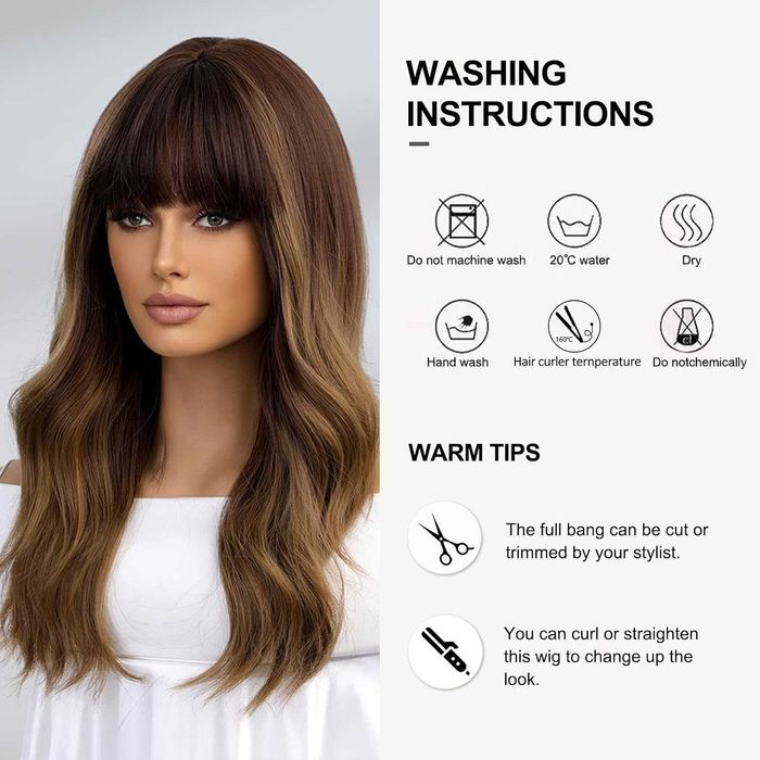 perułka damska naturalne syntetyczne włosy ombre brązowe