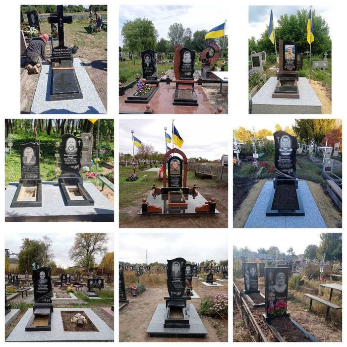 Гранитные памятники из гранита на могилу, кладбище Остер и рядом