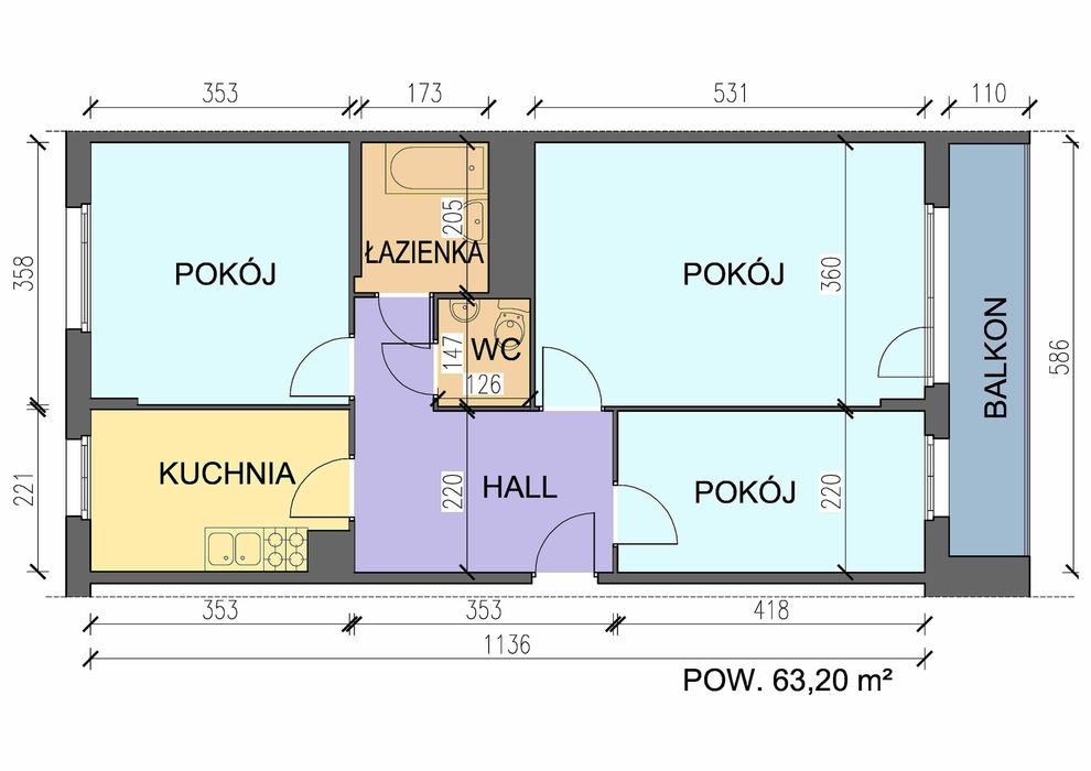 Mieszkanie 3 pokojowe, blok 9 piętro, Toruń Bydgoskie Przedmieście