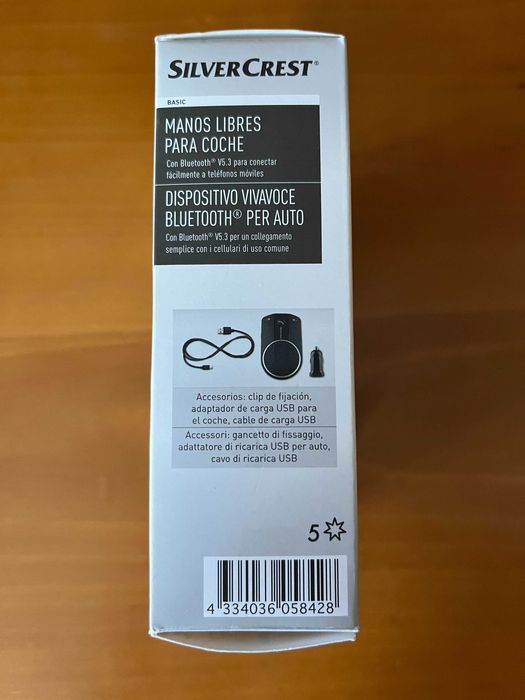 Alta voz Bluetooth Silver Crest para automóvel