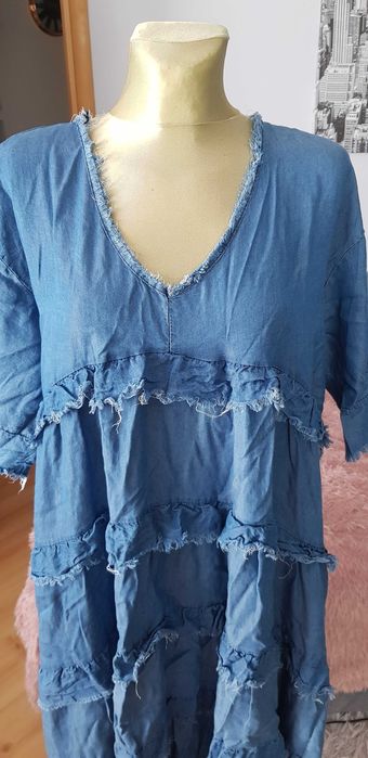 Nowa boho asymetryczna sukienka oversize a'la jeansowa