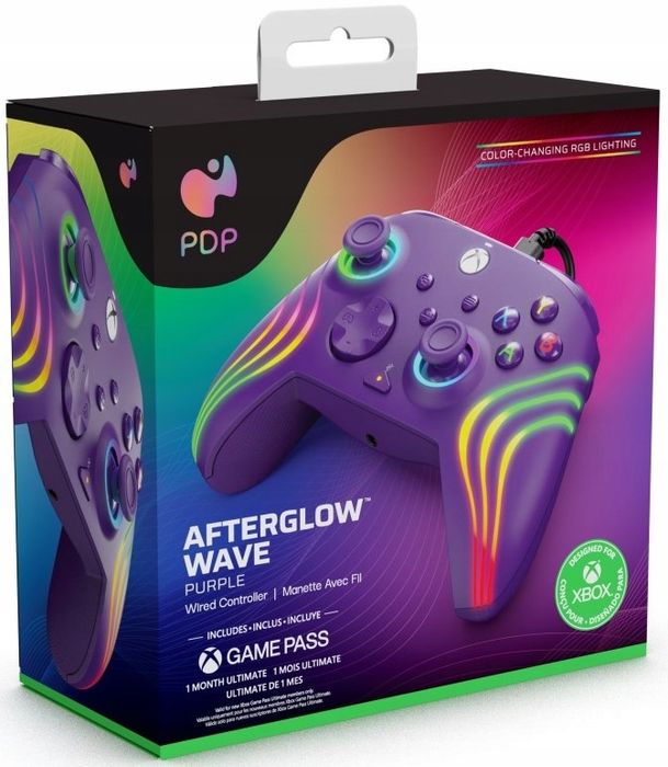 pdp pad przewodowy afterglow wave - fioletowy pc xs xbox series