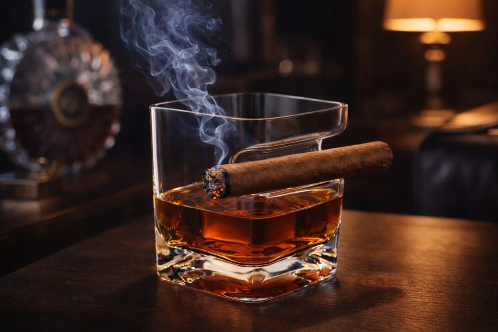 Szklanka do whisky z miejscem na cygaro