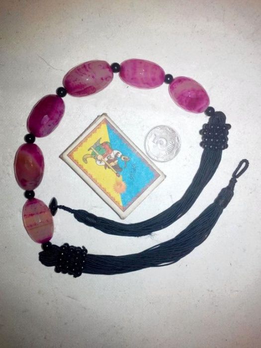 бусы, ожерелье, розовый агат, 50 см.