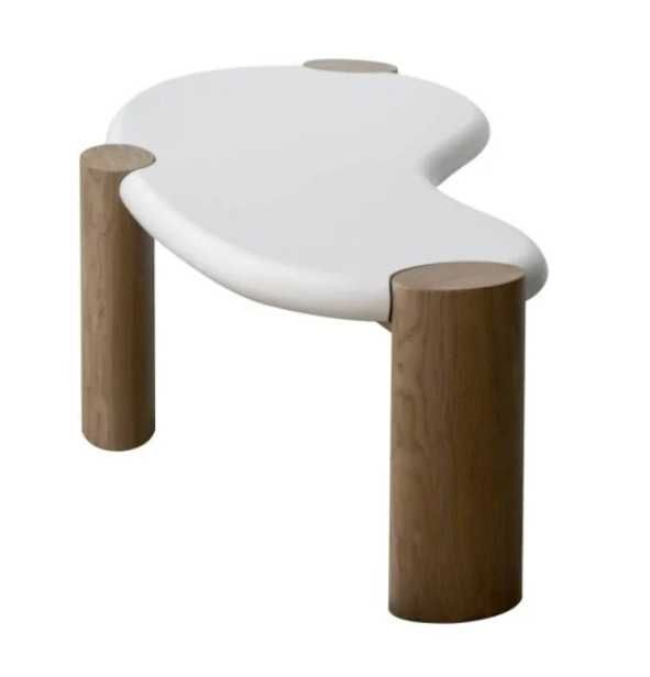 ZZ2186 Stolik kawowy Floe 125 cm, bialy/orzech