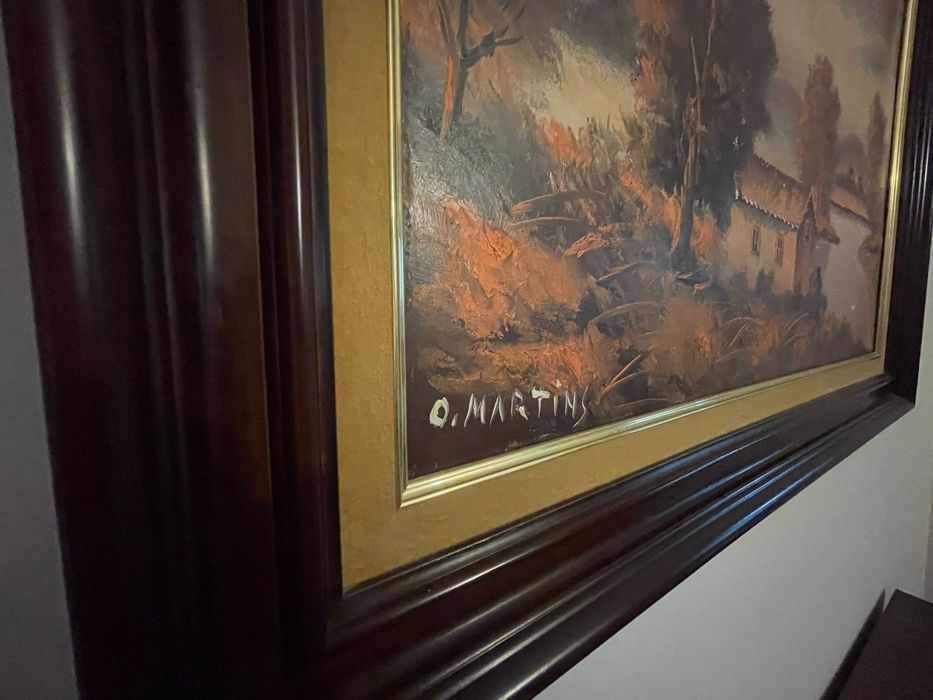 Quadro a Óleo Assinado "O. Martins" com Moldura Clássica