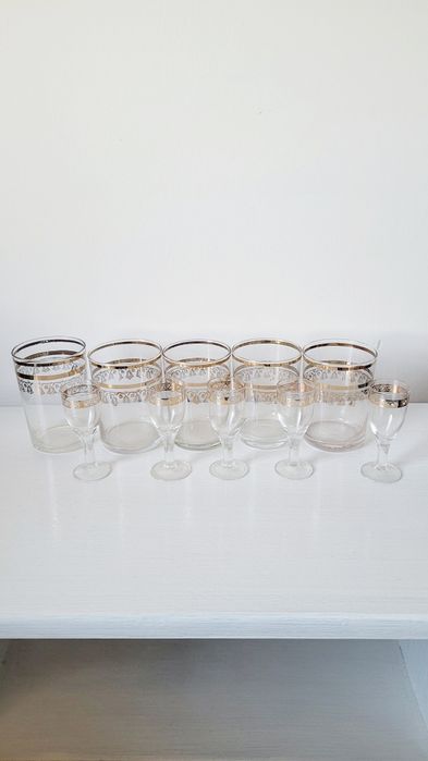 Szklanki kieliszki złote zrobienie vintage prl