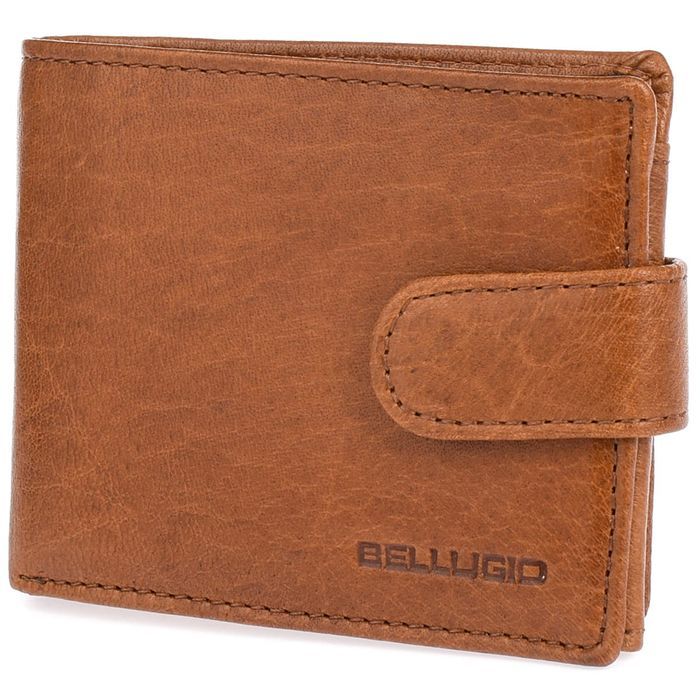 portfel męski skórzany bellugio - koniakowy