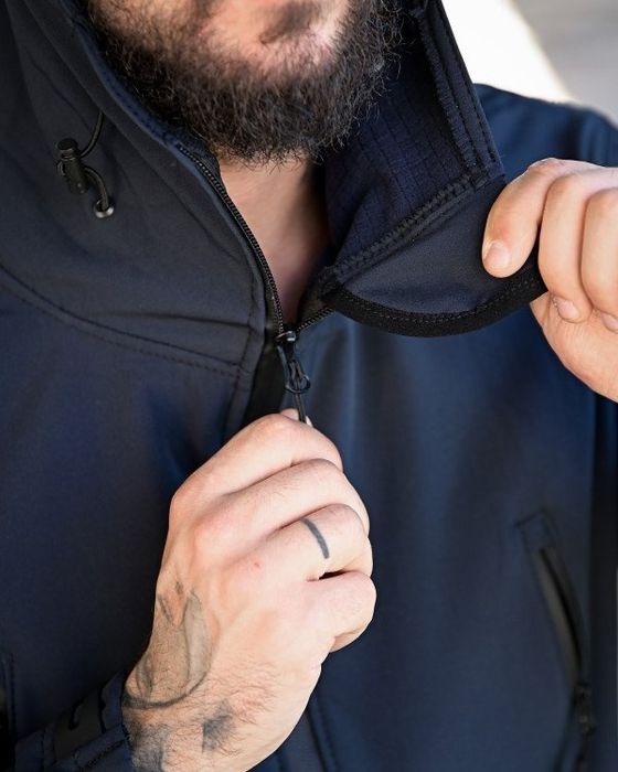 Тактична куртка Soft Shel синій демісезон на флісі / куртка софтшел