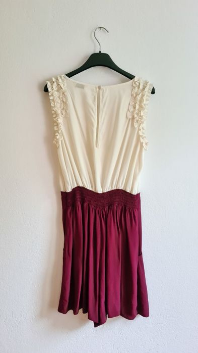 Kombinezon krótki z krótkimi spodenkami ecru bordo Miss Selfridge M 38
