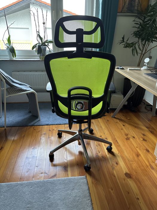 Fotel ergonomiczny Unique VIP (Zielony) | Aluminiowa podstawa | Stan bdb - 6 szt.