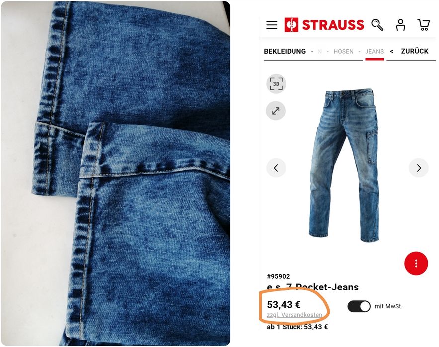 Джинси Engelbert Strauss робочі джинсові штани,чоловічі,52,M Енгельбер