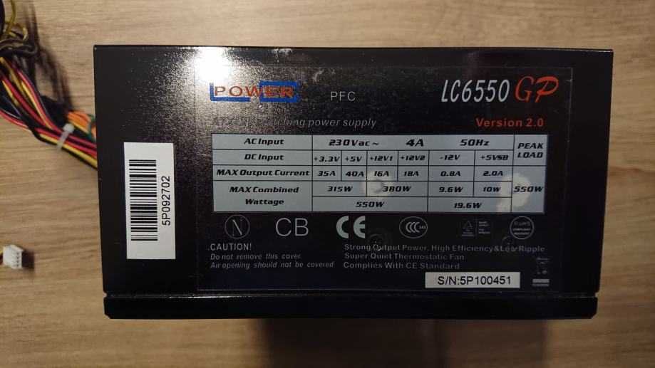 Fonte de Alimentação LC-Power 550W 6550GP 85%+ 140mm ATX