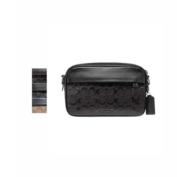 Сумка Coach Graham Crossbody Bag In Signature Leather Black \ Canvas Black \ Tan