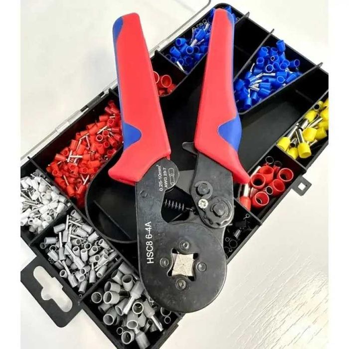 Кримпер HSC8 6-4A (0.25-10 мм²) + Набір наконечників 1200 шт