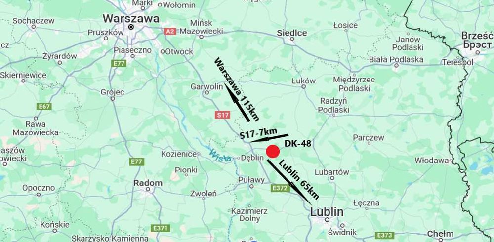 Działka usługowa 0,9362 ha przy DK48 Białki Dolne