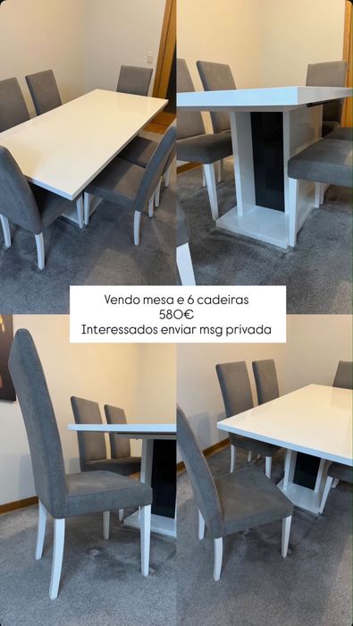 Vendo mesa de jantar com 6 cadeiras