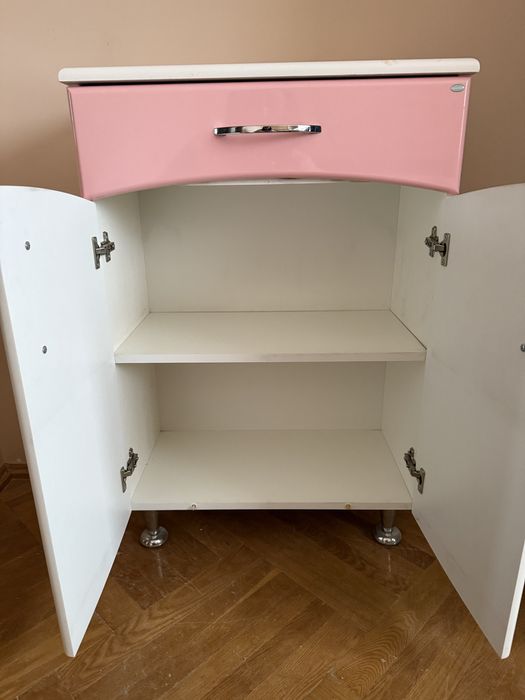 Тумбочка у ванну кімнату Aqua Rodos біло-рожева