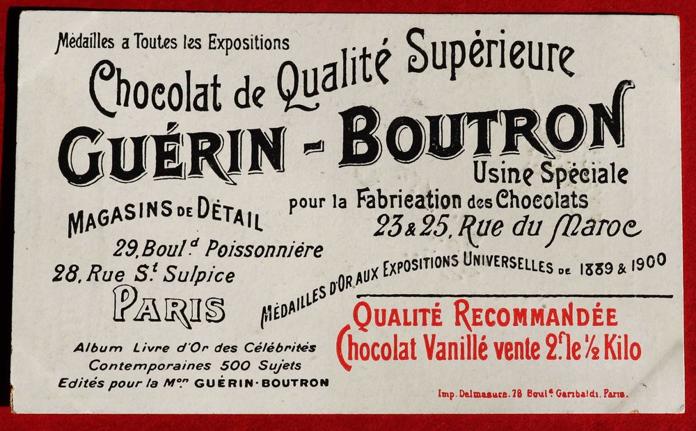 Rainha D. Maria Pia, cartão francês de publicidade