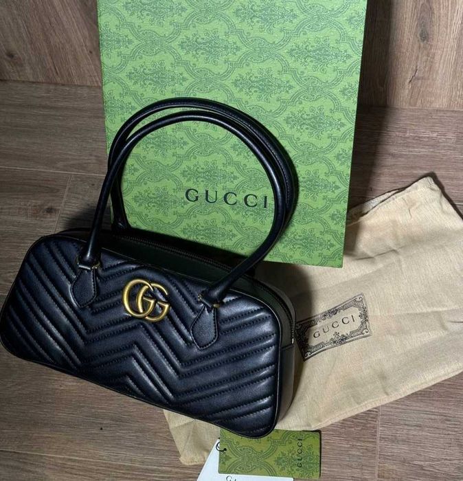 Gucci Marmont Medium Top Handle Bag Black Gold/Сумка Гуччі Мармонт Medium
