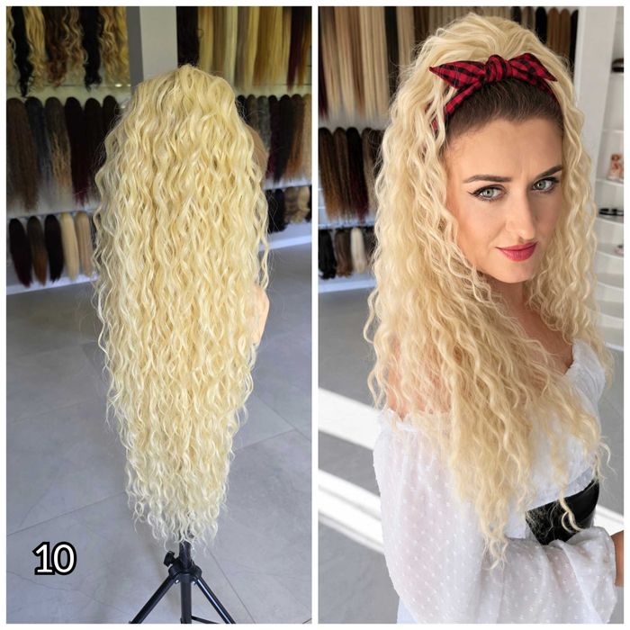 Kucyk doczepiany na siatce Falowany 70cm Arielka Kolor Blond 613 Włos bioproteinowy-termiczny. Jakość premium!