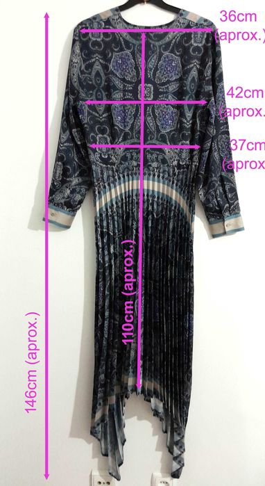 Vestido comprido assimétrico padrão paisley H&M T: 38 Novo c/etiqueta